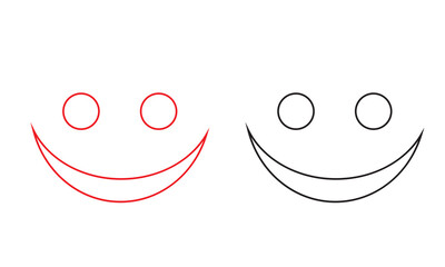 Red and black smiley face icons. Two simple smiley face icons, one yellow and one black, symbolizing happiness, contrast, and duality on a white background.
