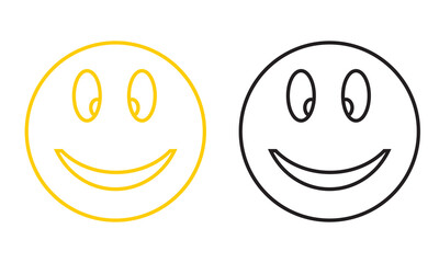 Yellow and black smiley face icons. Two simple smiley face icons, one yellow and one black, symbolizing happiness, contrast, and duality on a white background.
