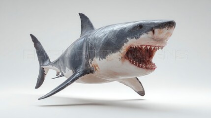 Naklejka premium Realistic Great White Shark Swimming in an Ocean Environment