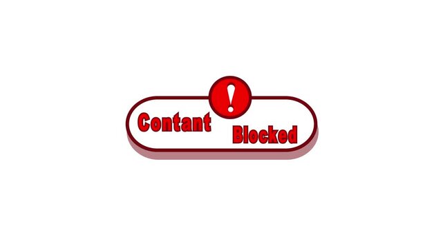 Red Oval Button with Text Content Blocked and Exclamation Mark Icon restricted access. Flat red Content Blocked button with exclamation mark, ideal for security, access, or restriction notifications.