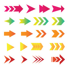 Colorful Arrow Icon Set Collection for Direction Navigation and Design Elements with Gradient Style
