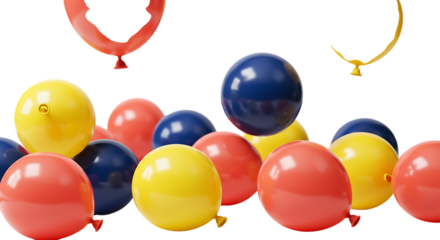 Assortment of colorful balloons floating against a plain background, symbolizing celebration and joy