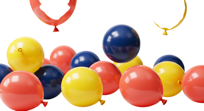 Assortment of colorful balloons floating against a plain background, symbolizing celebration and joy