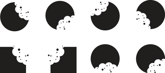 Seamless Pattern of Gray Cookie Icons on a White Background Some Cookies Have Bites Taken Out of Them Simple and Minimalist Design