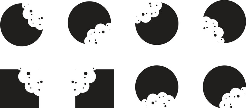 Seamless Pattern of Gray Cookie Icons on a White Background Some Cookies Have Bites Taken Out of Them Simple and Minimalist Design