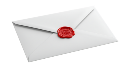 White envelope with a traditional red wax seal for a special message or invitation