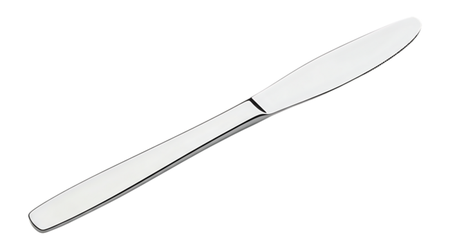 Sleek and shining silver butter knife, an essential utensil for dining and kitchen use, isolated on a clean white background