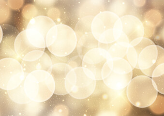 Abstract Christmas background with a gold bokeh lights and stars design