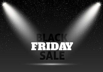 Black Friday Sale background with lettering under spotlights design 
