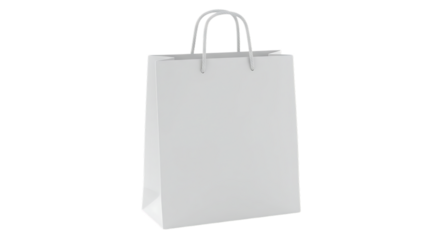 White paper shopping bag with handles isolated on a white background for mockup or branding