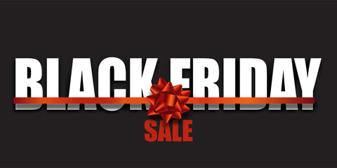 Black Friday Sale banner with red ribbon design