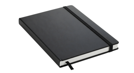 Sleek Black Notebook with Elastic Band and Bookmark for Professional Note-Taking