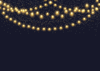 Festive background with decorative string lights