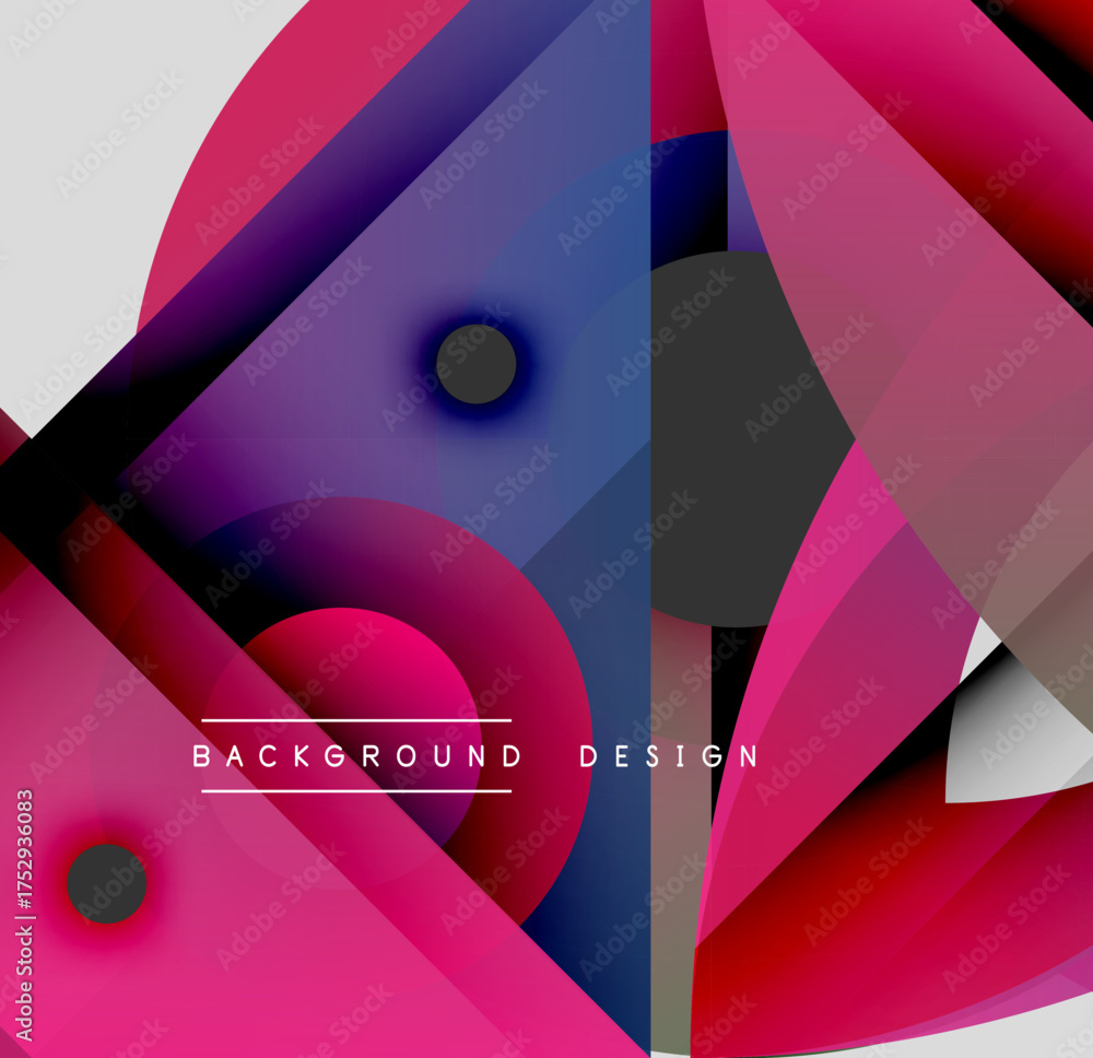 Wall mural abstract geometric composition. overlapping shapes create dynamic visual effect. vibrant colors, gra