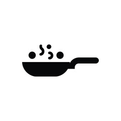 Frying pan icon with food cooking