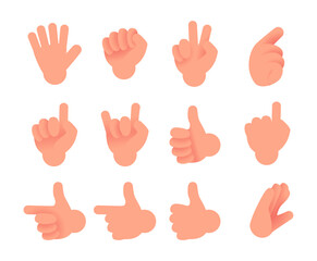 Cartoon Hand Gestures Collection Vector