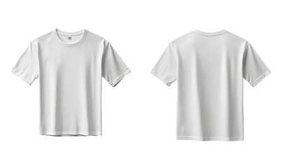 Naklejka premium Two white t-shirts, front and back views, on black backdrop