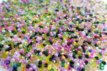 Colorful Tiny Glass Beads Background for Craft and Design