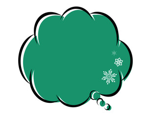 冬雪の結晶デザインのアメコミ風吹き出し　色ずれ　モコモコ　緑