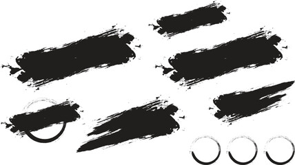 Mega bundle of different ink brush strokes:rectangle,square and round freehand drawings.Ink splatters,grungy painted lines,artistic design elements