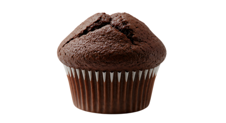 Isolated delicious chocolate muffin with a rich cocoa flavor, a perfect sweet pastry for dessert or snack