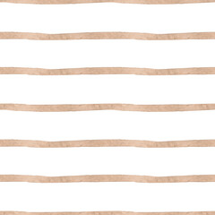 Seamless striped pattern. Light brown watercolor stripes. A simple and straightforward print for pillows, tablecloths, and other fabrics. Contemporary style