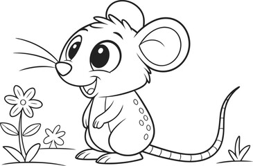 Adorable Cartoon Rat Sitting with a Happy Expression