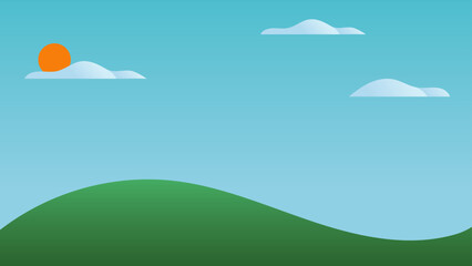 simple and minimalist hill scenery on daylight. Hill vector art. nature scenery vector art. vector wallpaper, vector art, digital painting, background poster. 