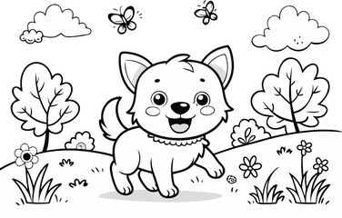 Happy Puppy Running in a Grassy Park