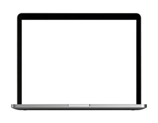 Isolated laptop blank screen frame display minimal design technology environment object close-up modern concept, isolated on transparent background, png