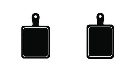Two black cutting boards with hanging loops simple kitchen utensil icons