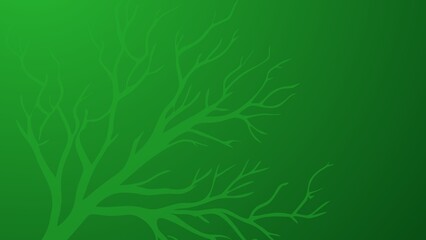 Subtle bare branch silhouette against a deep green backdrop