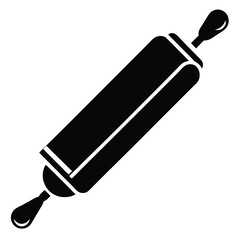 Simple black rolling pin shows handles and a smooth cylinder for flattening dough