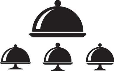 Fototapeta premium Collection of cloche and platter icons for food service and presentation