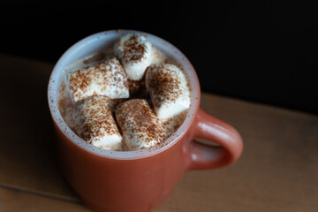 マシュマロコーヒーと暗いコピースペース