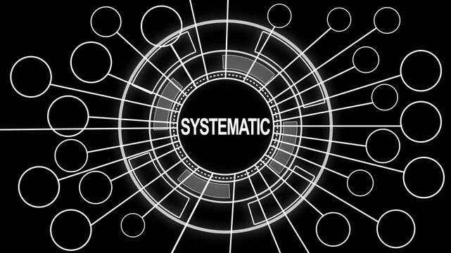 Futuristic systematic diagram representing data connections on a black background