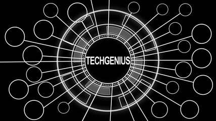 Tech genius conceptual animation futuristic tech circle connection design on black background - Powered by Adobe