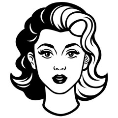 Retro glam face on white background