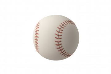 Baseball ball with red stitching for playing us national sport, white hardball for team game on transparent background