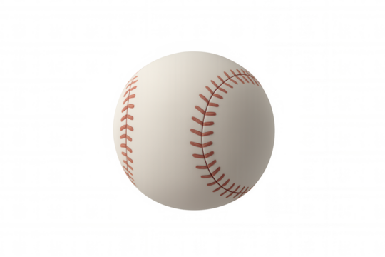 Baseball ball with red stitching for playing us national sport, white hardball for team game on transparent background