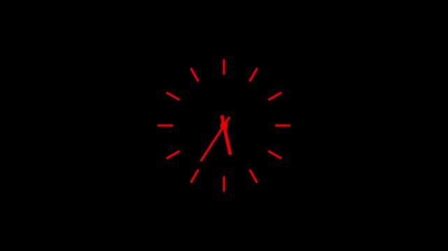 Minimalist clock face with hands on a black background