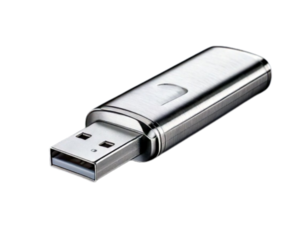  Silver Metallic USB Flash Drive with Swivel Cover PNG