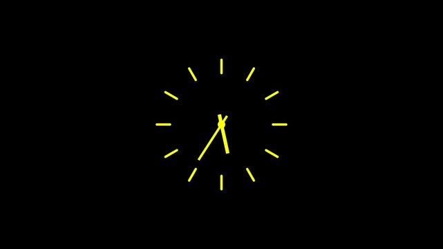 Minimalist clock face with hands on a black background.