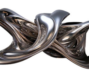 Organic Metallic Fluid Sculptures Modern Art Concept PNG