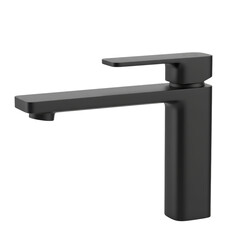 Sleek matte black faucet with minimalist design accents presenting modern aesthetics with simple