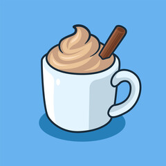 cute cinnamon latte vector illustration