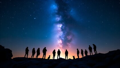 Fototapeta premium Stargazers Under Milky Way: Night Sky Adventure