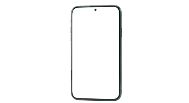 Smartphone mock-up with blank white screen isolated PNG with Transparent Background