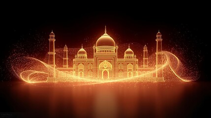 glowing golden taj mahal illustration