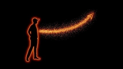 neon outline of walking man